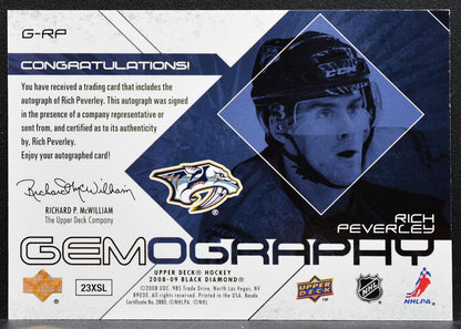 2008-09 UD Black Diamond Gemography Rich Peverley G-RP Predators Auto 0550