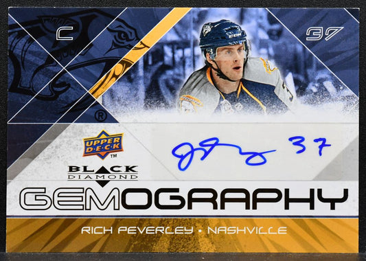 2008-09 UD Black Diamond Gemography Rich Peverley G-RP Predators Auto 0550