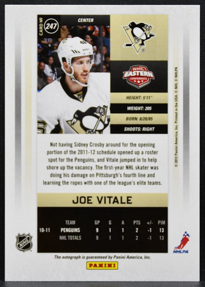 2011-12 Panini Contenders Calder Auto Joe Vitale Penguins RC Auto 532/800 2816