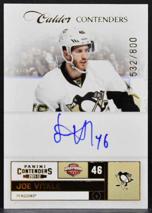 2011-12 Panini Contenders Calder Auto Joe Vitale Penguins RC Auto 532/800 2816