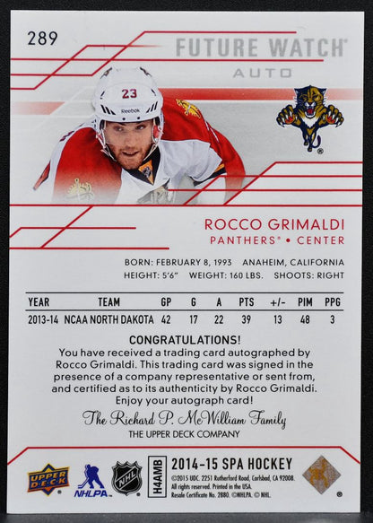 2014-15 SP Authentic Future Watch Auto Rocco Grimaldi RC Auto 961/999 2664