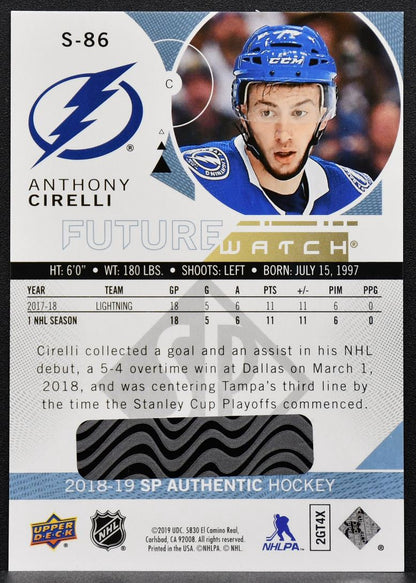 2018-19 SP Authentic Spectrum FX Future Watch Anthony Cirelli S-86 RC 7701