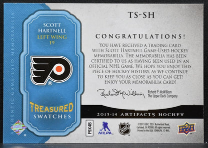 2013-14 UD Artifacts Treasured Swatches Blue Scott Hartnell Flyers Jersey 4898