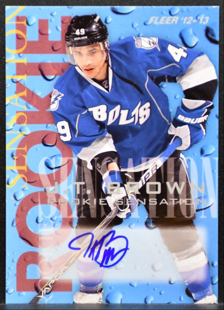2012-13 Fleer Retro Rookie Sensation J.T. Brown Tampa Bay Lightning RC Auto 9601