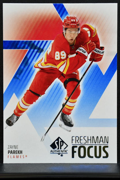 2025-26 SP Authentic Freshman Focus Blue Zayne Parekh Calgary Flames RC 3468