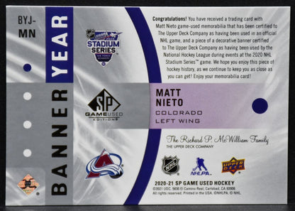 2020-21 SP Game Used Matt Nieto BYJ-MN Colorado Avalanche Jersey