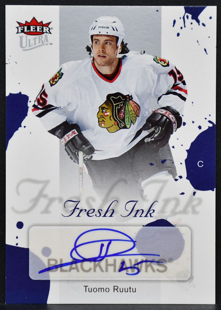2005-06 Fleer Ultra Fresh Ink Tuomo Ruutu FI-TR Chicago Blackhawks Auto 9871
