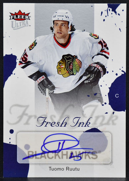 2005-06 Fleer Ultra Fresh Ink Tuomo Ruutu FI-TR Chicago Blackhawks Auto 9871
