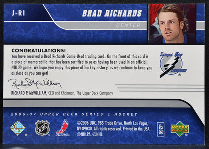2006-07 Upper Deck Series 1 UD Game Jerseys Brad Richards Lightning Jersey 8568