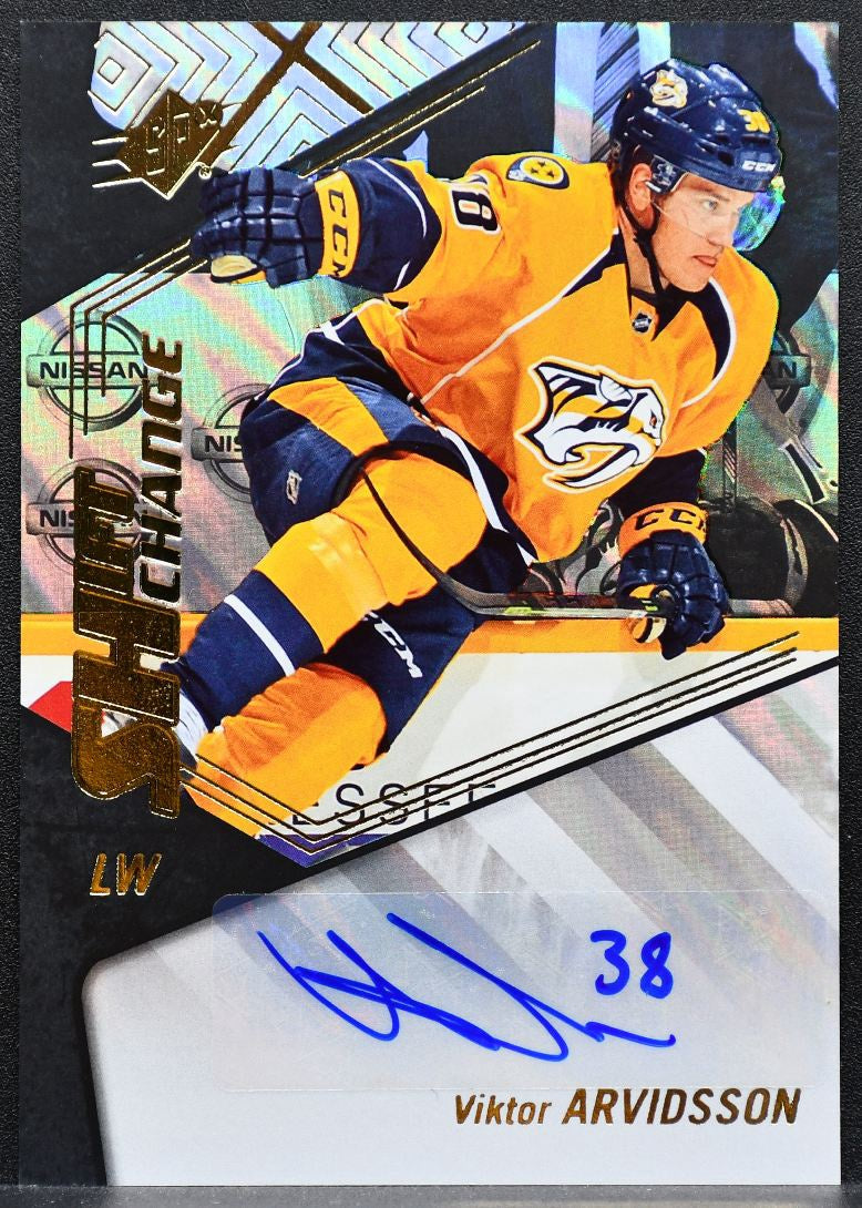 2015-16 SPx Shift Change Autographs Viktor Arvidsson 63 Predators Auto 0682