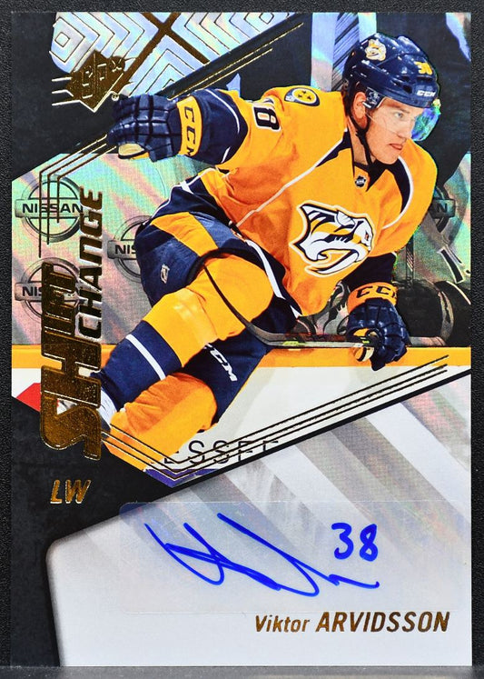 2015-16 SPx Shift Change Autographs Viktor Arvidsson 63 Predators Auto 0682