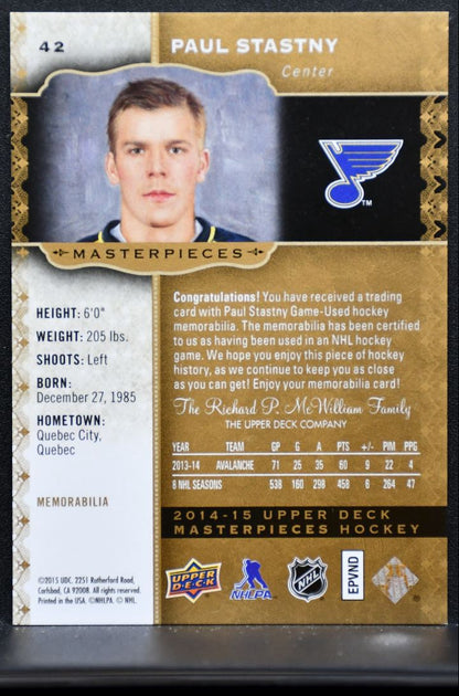 2014-15 Upper Deck Masterpieces Jersey Paul Stastny St. Louis Blues Jersey 6675