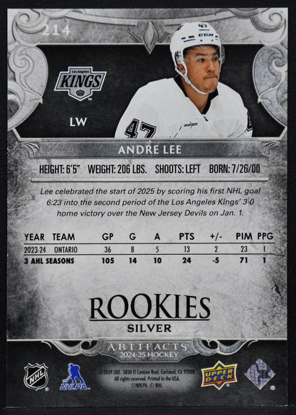 2024-25 UD Artifacts Rookies Silver Andre Lee 214 Los Angeles Kings RC 483/999 2241