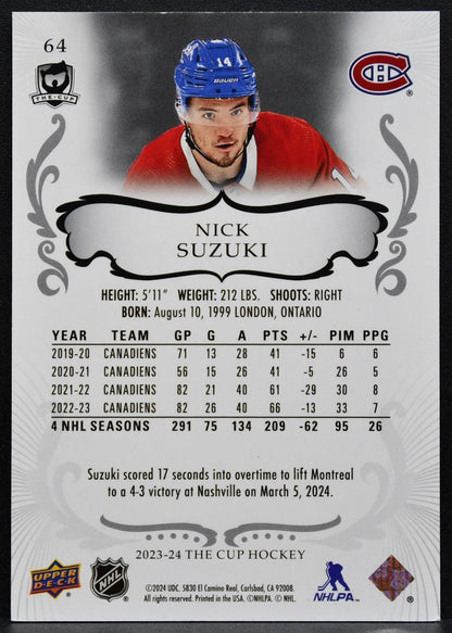 2023-24 Upper Deck The Cup Nick Suzuki 64 Montreal Canadiens 239/249 3660