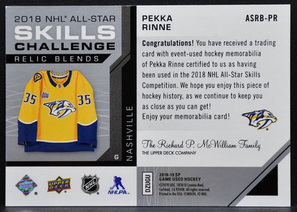 2018-19 SP Game Used 2018 NHL All-Star Skills Blends Rinne 051/125 Jersey 7950
