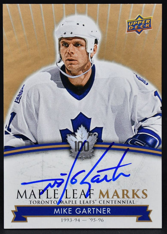 2017-18 UD Toronto Maple Leafs Centennial Leaf Marks Mike Gartner MLM-MG Auto