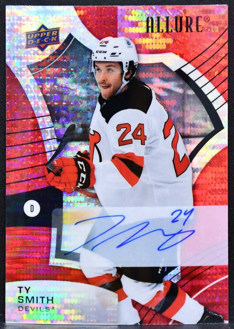 2021-22 Upper Deck Allure Red Rainbow Auto Ty Smith 57 Devils Auto 5545