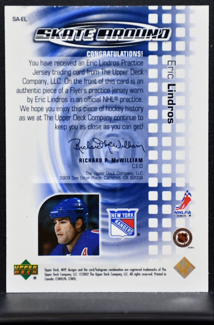 2002-03 Upper Deck MVP Skate Around Jersey Eric Lindros Rangers Jersey 6170