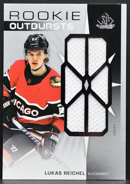 2022-23 SP Game Used Rookie Outbursts Lukas Reichel Blackhawks RC Jersey 3420