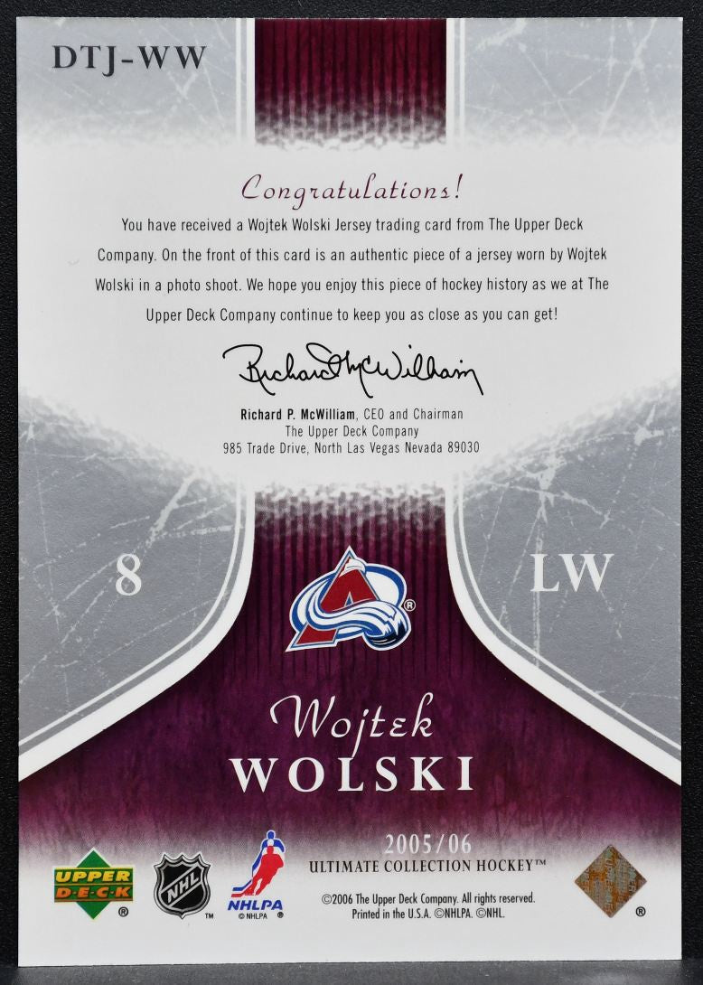 2005-06 UD Ultimate Collection Debut Threads Wolski RC 155/250 Jersey 5758