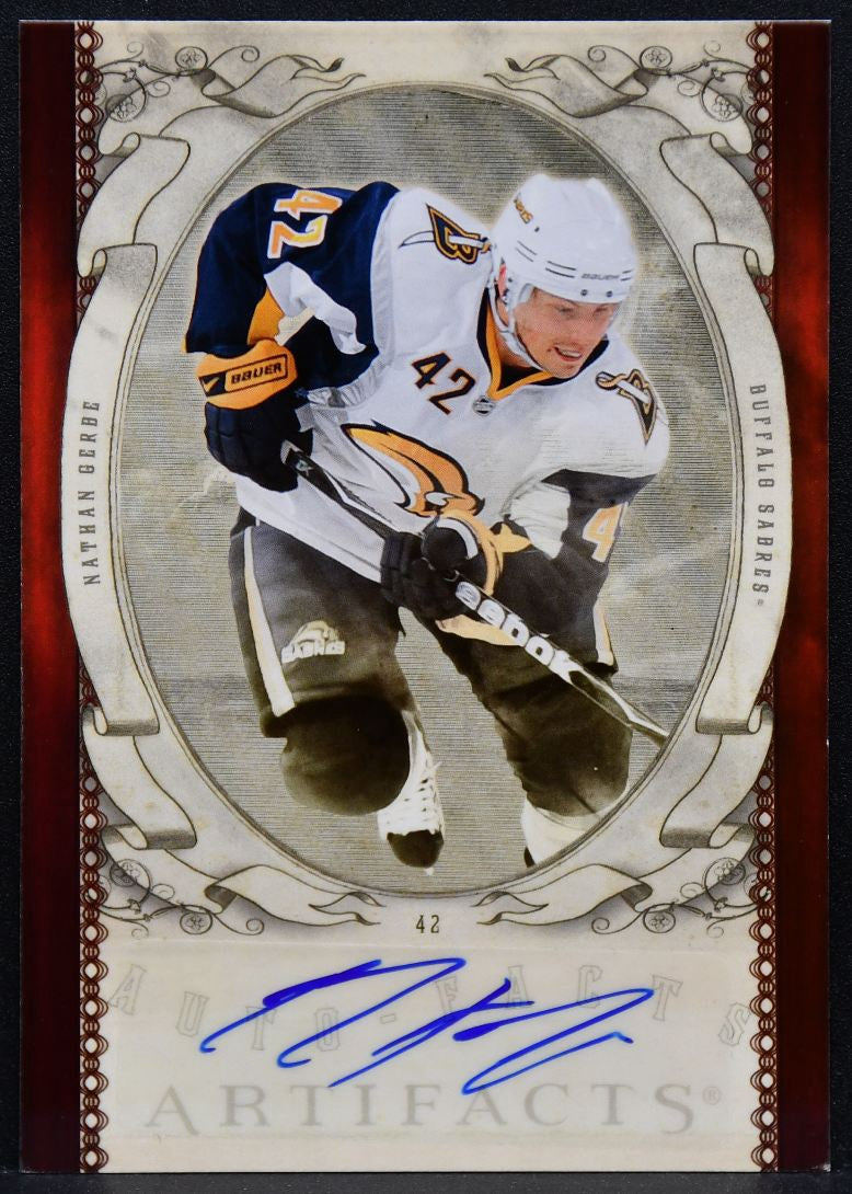 2010-11 Upper Deck Artifacts Auto-Facts Nathan Gerbe AF-NG Sabres Auto 5965