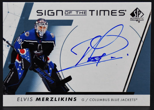 2022-23 SP Authentic Elvis Merzlikins SOTT-EM Columbus Blue Jackets Auto