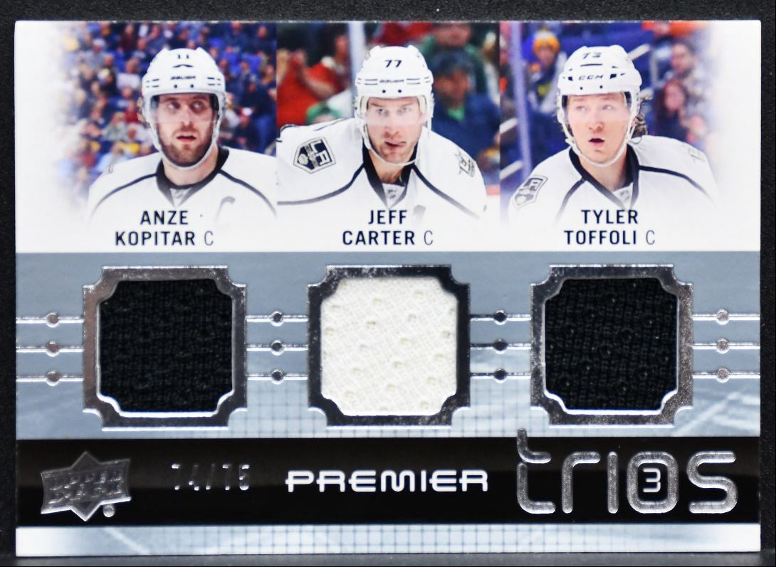 2016-17 UD Premier Trios Kopitar/Carter/Toffoli Kings 74/75 Jersey 1014