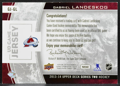 2013-14 UD Series 2 UD Game Jerseys Gabriel Landeskog Avalanche Jersey 3066