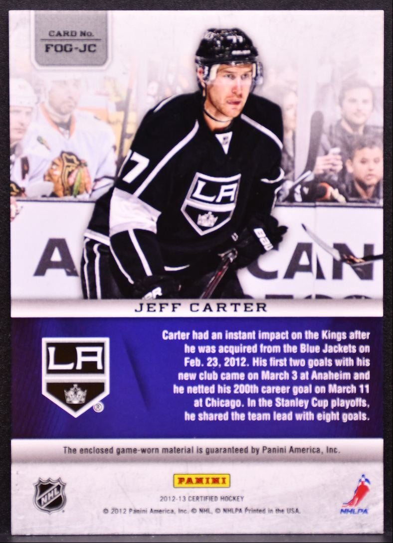 2012-13 Panini Fabric of the Game Mirror Hot Box Carter 63/75 Jersey 5500