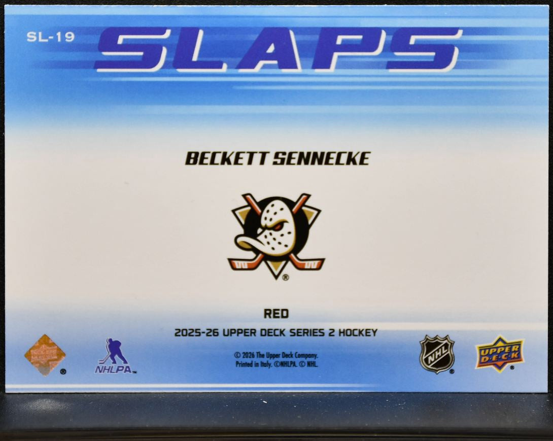 2025-26 UD Series 2 Slaps Red Beckett Sennecke SL-19 Anaheim Ducks RC /199 8912