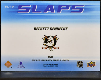 2025-26 UD Series 2 Slaps Red Beckett Sennecke SL-19 Anaheim Ducks RC /199 8912