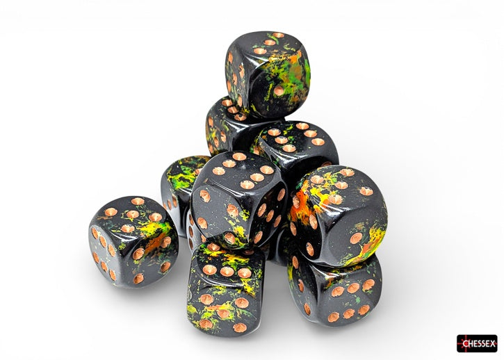 Chessex Brush™ Deep Forest™/gold 16mm Dice Block™ (24605)
