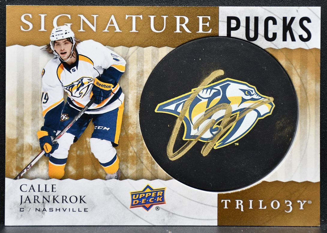 2014-15 Upper Deck Trilogy Signature Pucks Calle Jarnkrok Predators Auto 2190