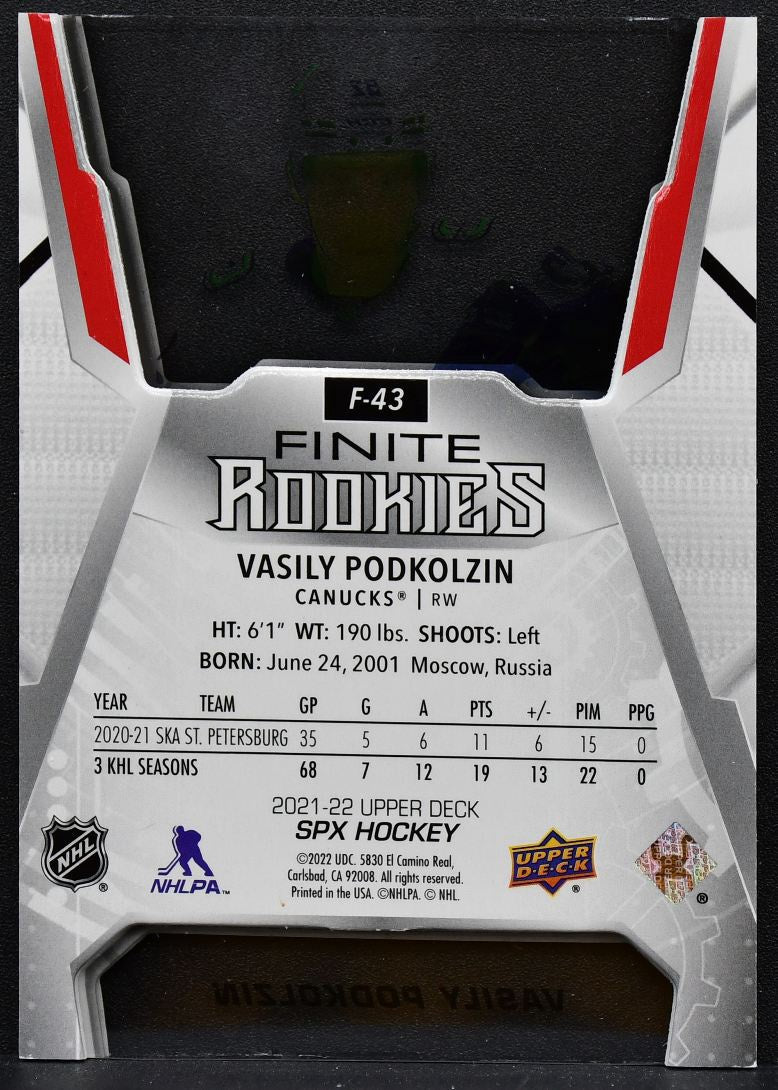 2021-22 SPx Finite Rookies Green Mark Kastelic F-43 Ottawa Senators RC 146/199 8939