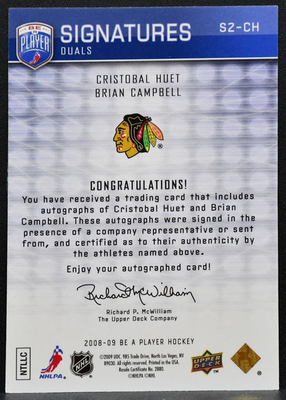 2008-09 UD Be a Player Signatures Dual Campbell/Huet Blackhawks Auto 1780