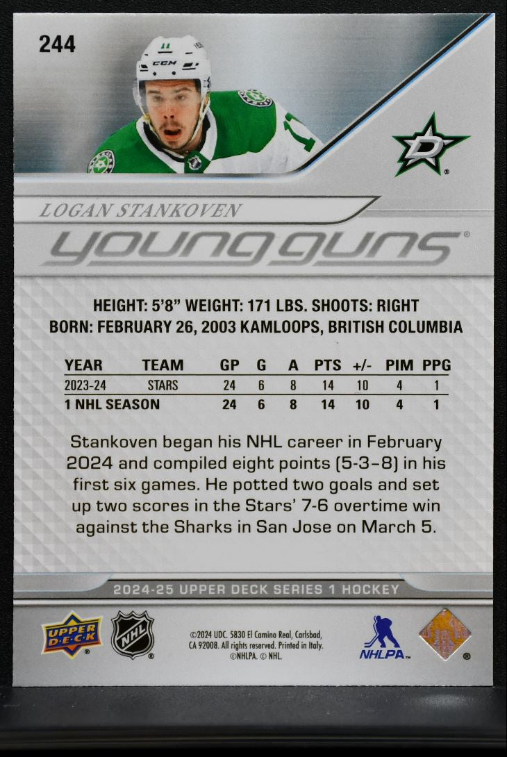 2024-25 Upper Deck Series 1 Young Guns Logan Stankoven 244 Dallas Stars RC 7368