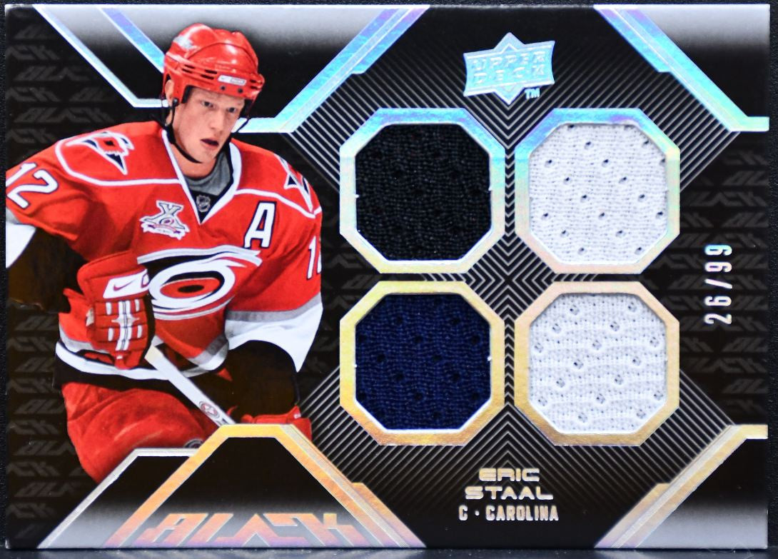 2008-09 Upper Deck UD Black Quad Jersey Eric Staal Hurricanes 26/99 Jersey 6668