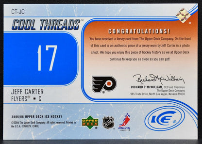 2005-06 Upper Deck Ice Cool Threads Jeff Carter Philadelphia Flyers Jersey 8056