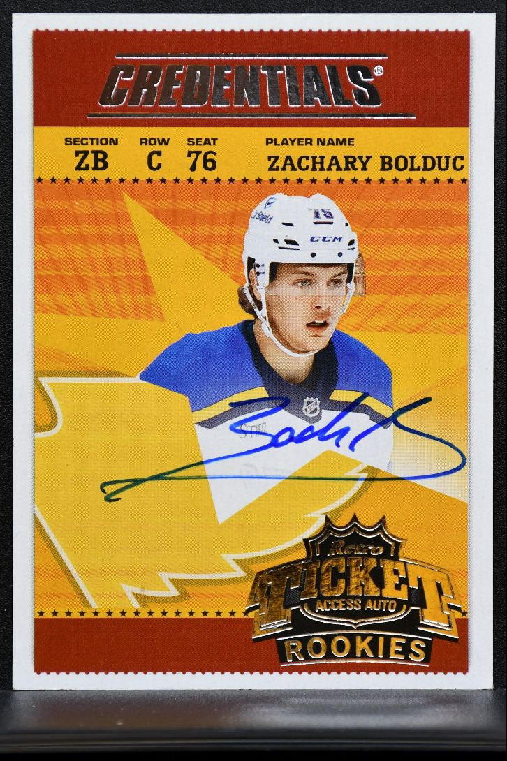 2024-25 UD Credentials Debut Ticket Access Auto Retro Bolduc Blues RC Auto 2713