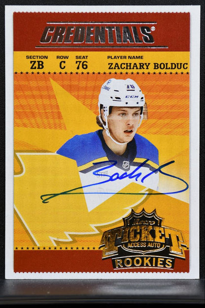 2024-25 UD Credentials Debut Ticket Access Auto Retro Bolduc Blues RC Auto 2713