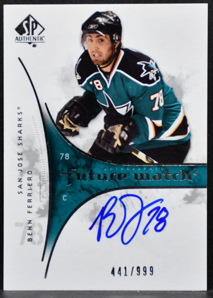 2009-10 SP Authentic Future Watch Auto Benn Ferriero Sharks RC Auto 441/999 6907