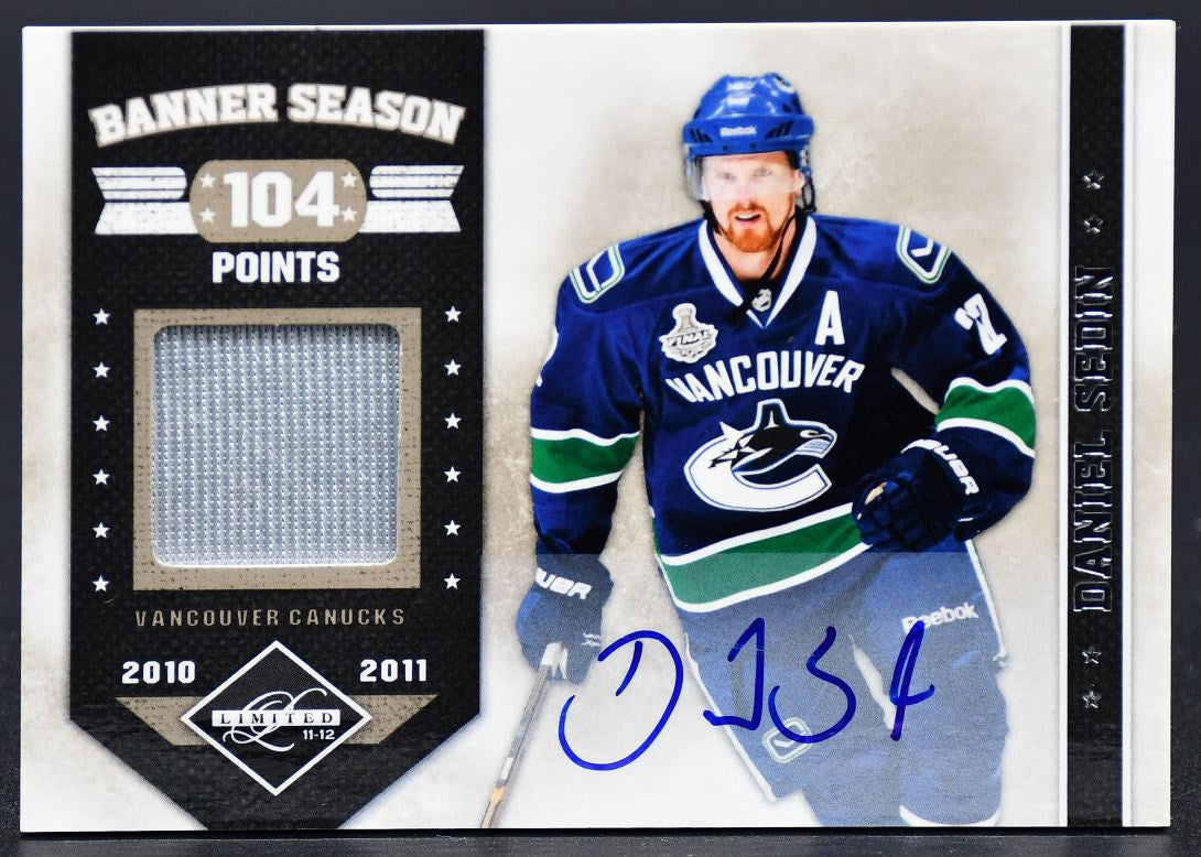 Maillot Panini Limited Banner Season 2010-11 Auto Sedin 2 Auto 01/25 Jersey