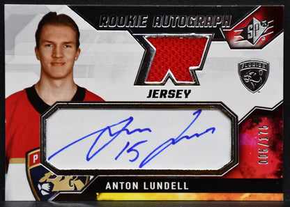 21-22 SPx RC Auto Jersey Anton Lundell AL Florida Panthers RC Auto /175 Jersey 6300