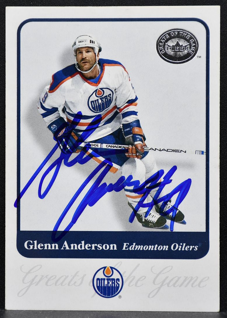 2001-02 Fleer Greats of the Game Glenn Anderson 32 Edmonton Oilers Auto 9341