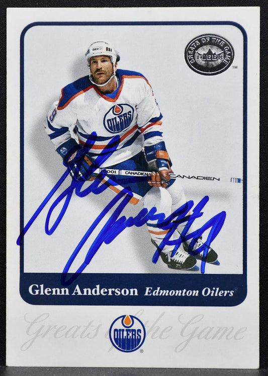 2001-02 Fleer Greats of the Game Glenn Anderson 32 Edmonton Oilers Auto 9341