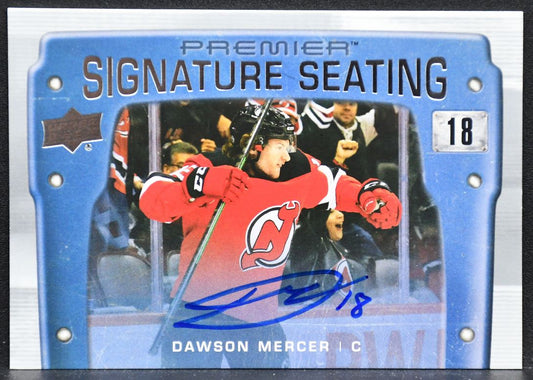 2021-22 UD Premier Signature Seating Dawson Mercer PSS-DM Devils RC Auto 5525