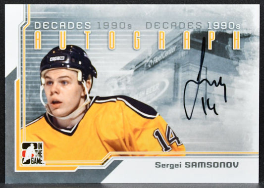 2013-14 In The Game Decades 1990s Autographs Sergei Samsonov Bruins Auto 2533