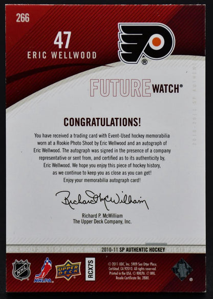 2010-11 SP Authentic Limited Future Watch Auto Patch Wellwood 266 RC 087/100
