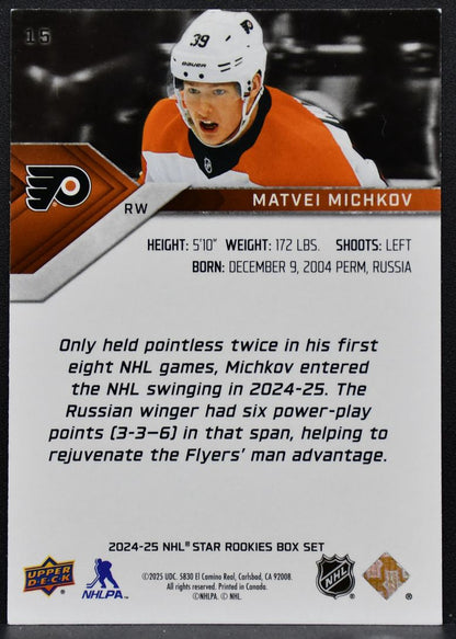 2024-25 Upper Deck NHL Star Rookies Matvei Michkov 15 Philadelphia Flyers RC 8830