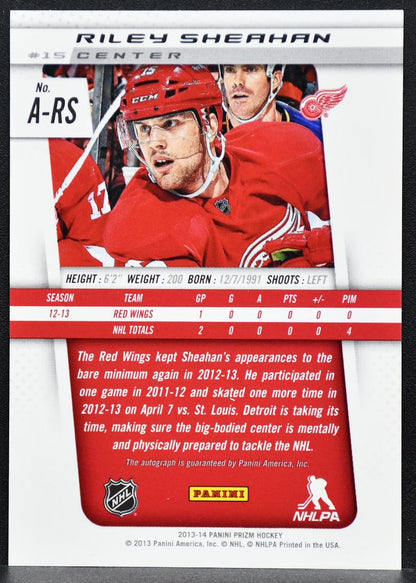 2013-14 Panini Prizm Autographs Riley Sheahan A-RS Detroit Red Wings Auto